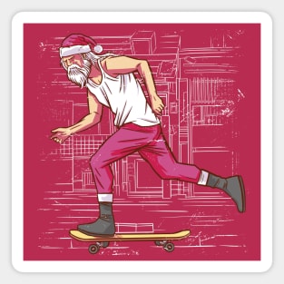 Skinny Skateboarding Santa Claus // Skater Claus Magnet